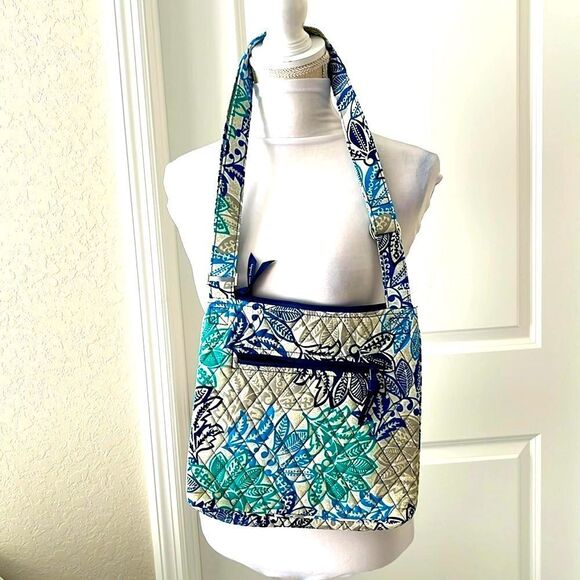 Vera Bradley Santiago Blue / Green Crossbar Shoulder Bag Adjustable Strap NWOT - Picture 1 of 12